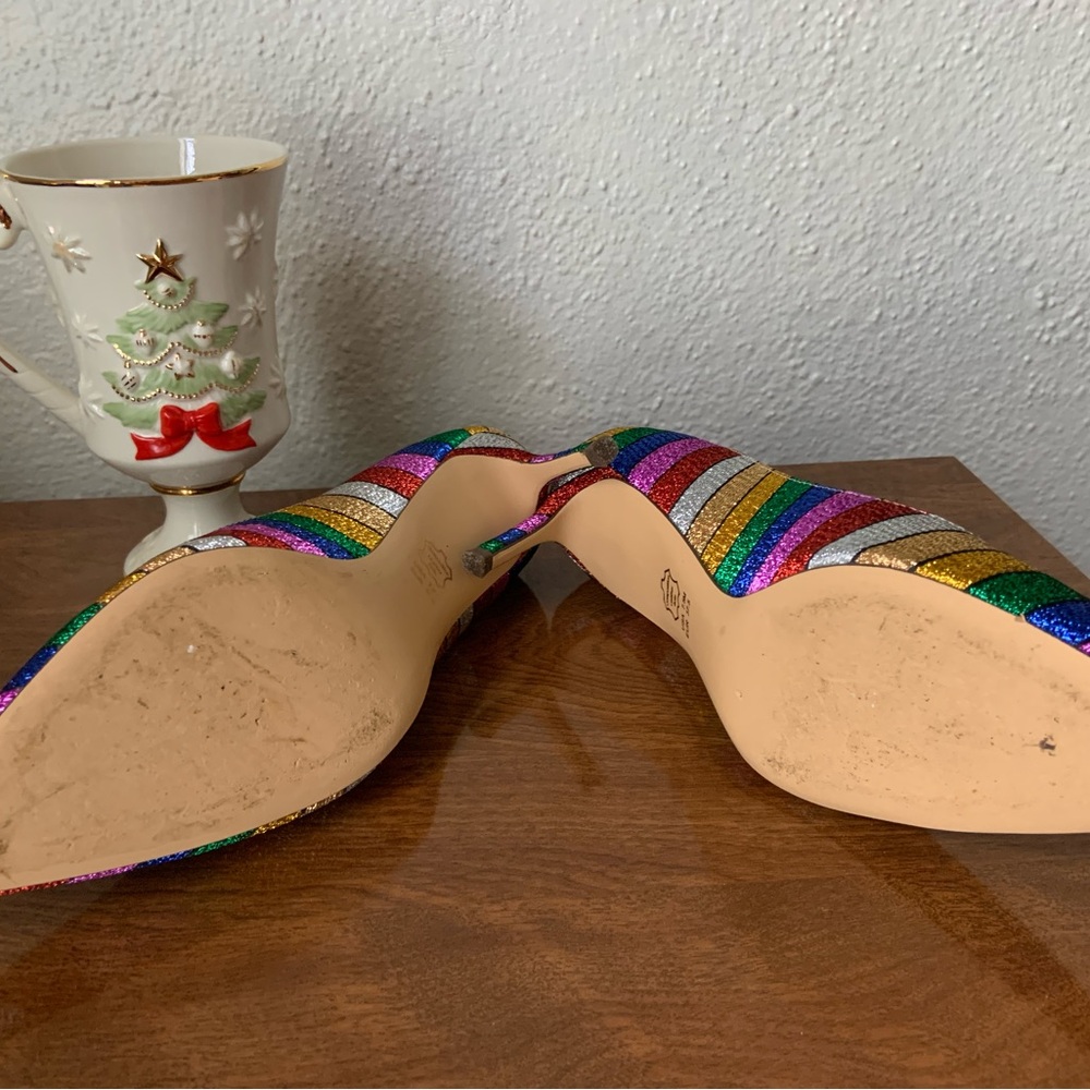 Nina Multicolor Striped Women's Heels, Kitten Heel 2” - Picture 4 of 5